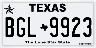TX license plate BGL9923