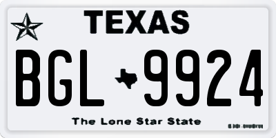 TX license plate BGL9924