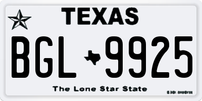 TX license plate BGL9925