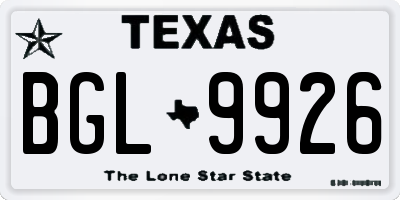TX license plate BGL9926
