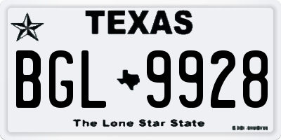 TX license plate BGL9928