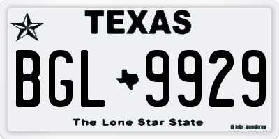 TX license plate BGL9929