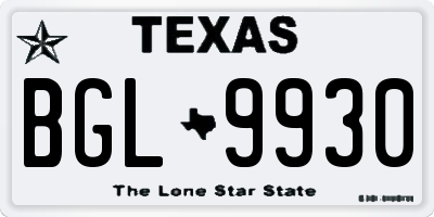 TX license plate BGL9930