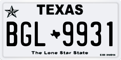 TX license plate BGL9931