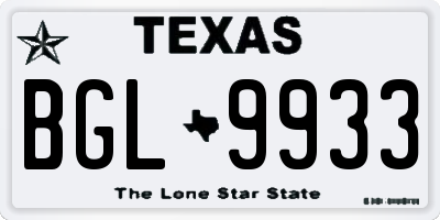 TX license plate BGL9933