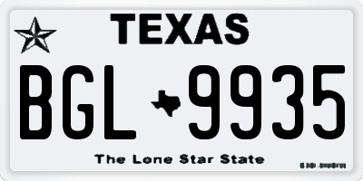 TX license plate BGL9935