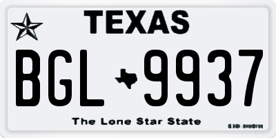 TX license plate BGL9937