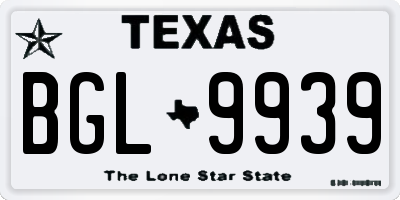 TX license plate BGL9939