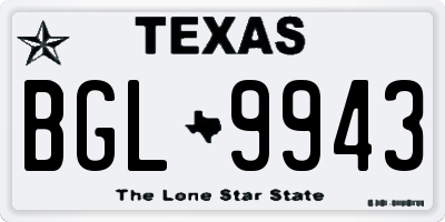 TX license plate BGL9943