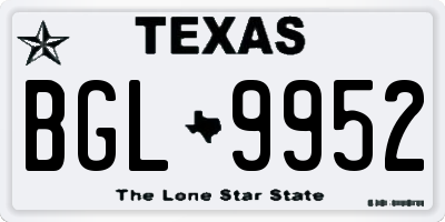 TX license plate BGL9952