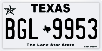 TX license plate BGL9953