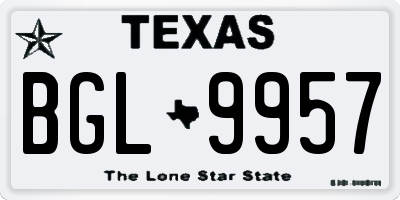 TX license plate BGL9957