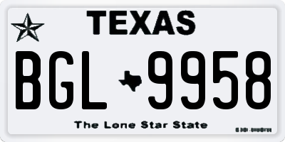 TX license plate BGL9958