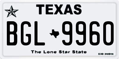 TX license plate BGL9960