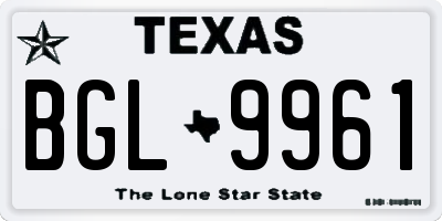 TX license plate BGL9961