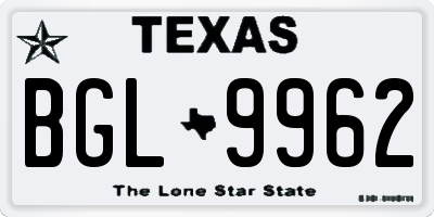 TX license plate BGL9962