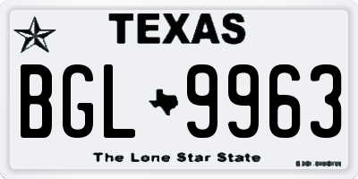 TX license plate BGL9963
