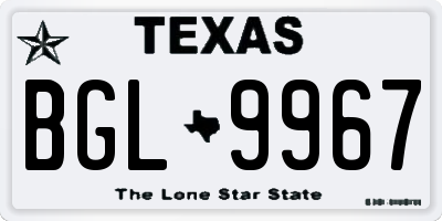 TX license plate BGL9967