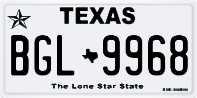 TX license plate BGL9968