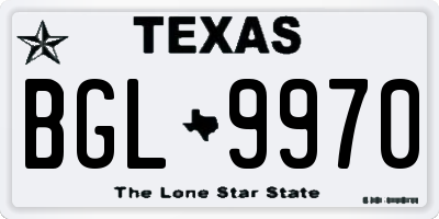 TX license plate BGL9970