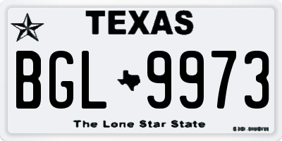 TX license plate BGL9973