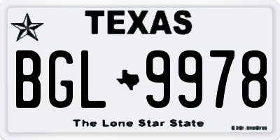 TX license plate BGL9978