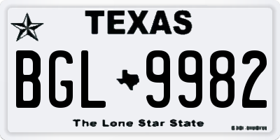 TX license plate BGL9982