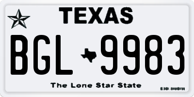 TX license plate BGL9983