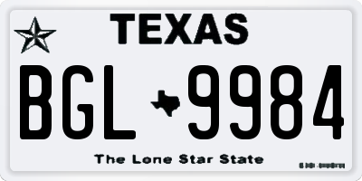 TX license plate BGL9984