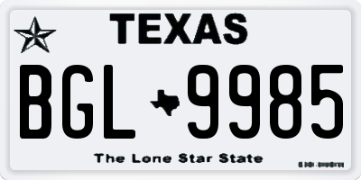 TX license plate BGL9985