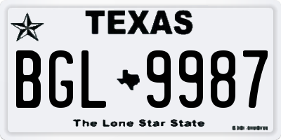 TX license plate BGL9987