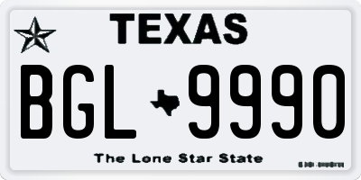TX license plate BGL9990