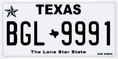 TX license plate BGL9991