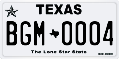 TX license plate BGM0004