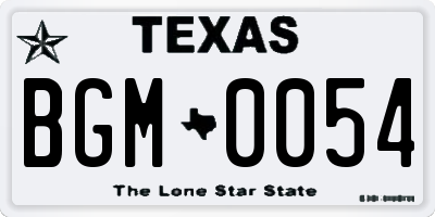 TX license plate BGM0054