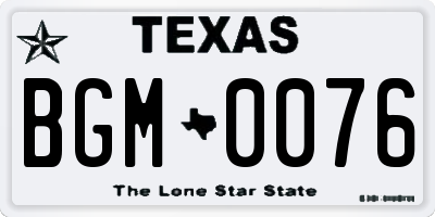 TX license plate BGM0076