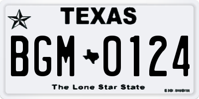 TX license plate BGM0124