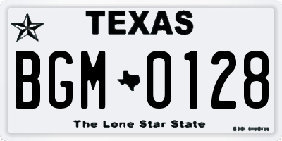 TX license plate BGM0128