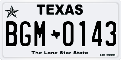 TX license plate BGM0143