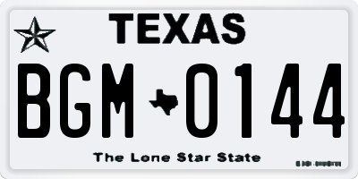 TX license plate BGM0144