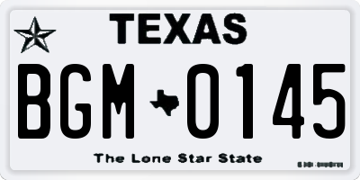TX license plate BGM0145