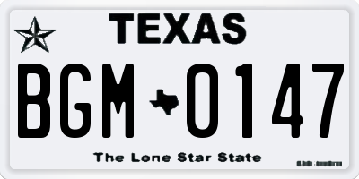 TX license plate BGM0147