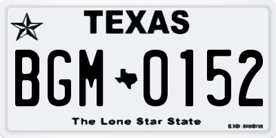 TX license plate BGM0152