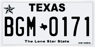 TX license plate BGM0171