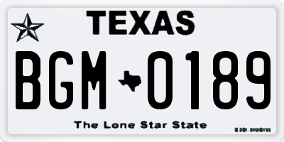 TX license plate BGM0189