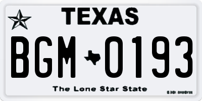 TX license plate BGM0193