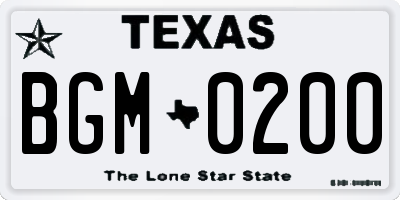 TX license plate BGM0200