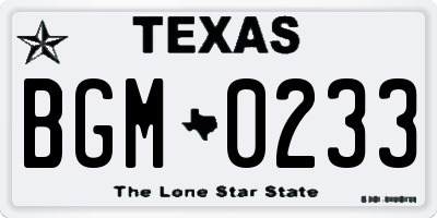 TX license plate BGM0233