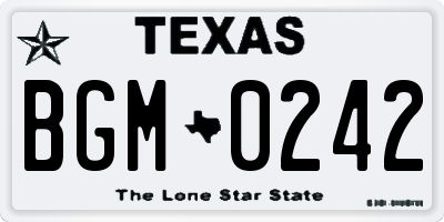 TX license plate BGM0242