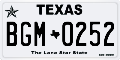 TX license plate BGM0252